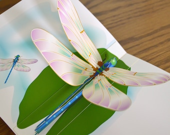 3D Dragonfly pop-up Card  Any occasion card Dragonfly on a lily pad