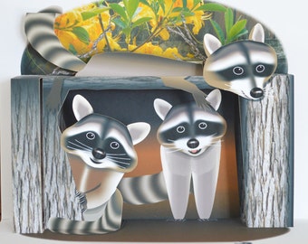 Pop up Raccoon Birthday Card Forest Friends 3D Birthday card