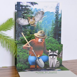 Smokey Bear pop-up card popup Smokey the Bear greeting card with prevent wildfires message