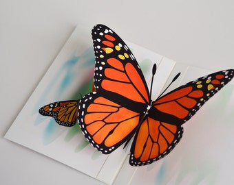 Monarch Butterfly pop-up card any occasion card Orange monarch butterfly