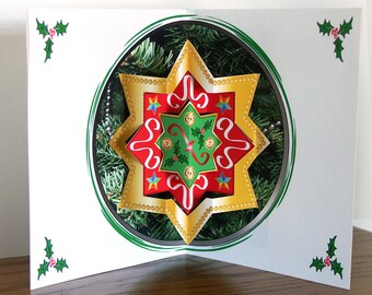 Christmas pop up card 3D Star ornament pop up