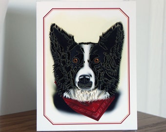 Border collie Card Paper cut card blank inside