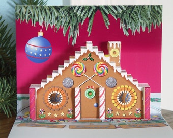 Pop up Gingerbread House card with candy and frosting