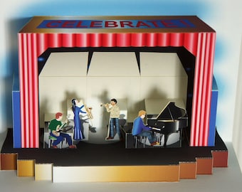 3D Pop-up Jazz Band card any occasion Celebration Popup card