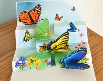 Butterfly pop-up Card  Any occasion card Four pop-up butterflies bright and beautiful butterflies