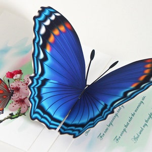 3D Blue Butterfly pop-up Card  Any occasion card Personalize this card