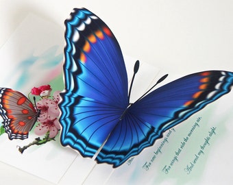 3D Blue Butterfly pop-up Card  Any occasion card Personalize this card