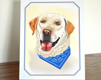 Yellow Labrador Retriever Card, Intricately Cut, blank inside with yellow lab on front