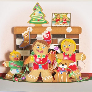 Pop up Gingerbread Family card Merry Christmas card