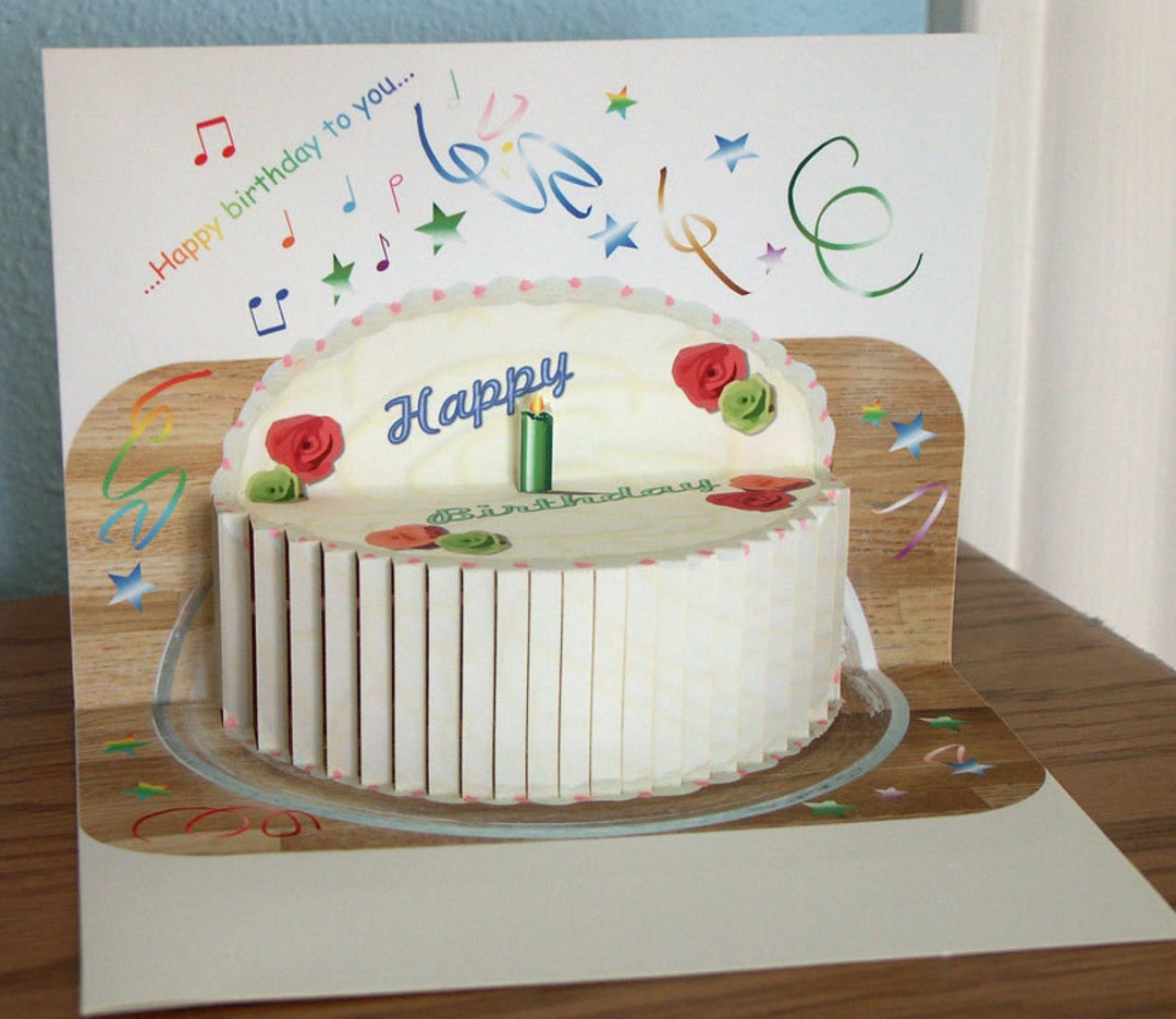 3D Birthday Cake Pop up Card With Candle. Make It a Personalized Card ...