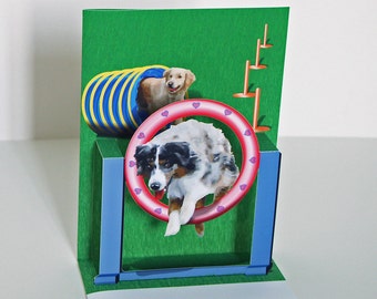 Agility dog Pop up Card Any Occasion