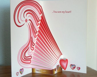 Pop up Valentine card Pop-up hearts and streamers Valentines day card