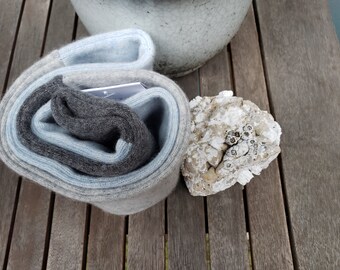 Cashmere Infinity scarf Light Blue/Light Gray/Charcoal Gray