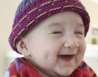 Hand Knit Purple Children's Beanie Hat