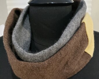 Cashmere infinity Scarf Brown/Yellow/Gray