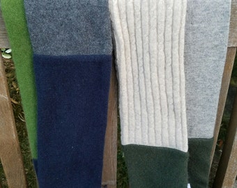 Cashmere infinity Scarf Navy/Green/Gray