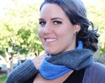 Cashmere Infinity scarf Gray/Blue/Navy