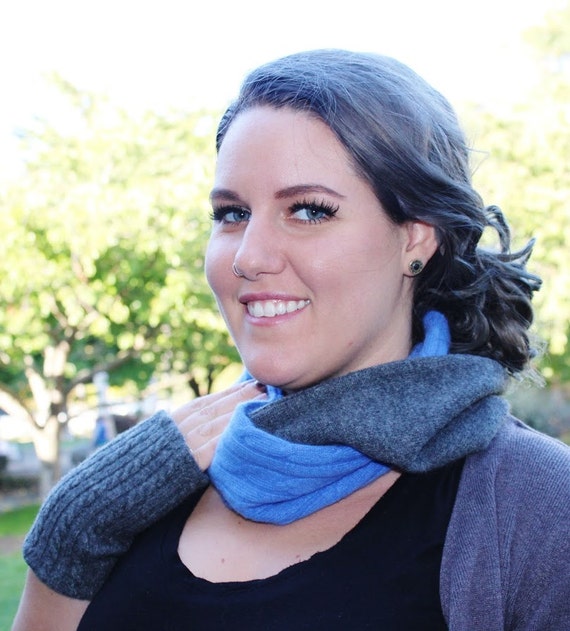 Blue cashmere infinity sale scarf