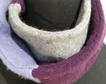 Cashmere Infinity scarf Lilac/Grey/Deep Purple Cable