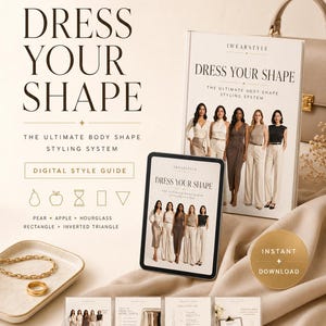 Stylingguide för kroppsform, Päron-äpple Timglasrektangel Styling PDF (digital nedladdning)
