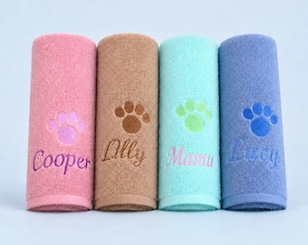 Personalized Pet Towel, Custom Embroidered Name Dog Cat Bath Towel, Absorbent Quick Dry Grooming Towel, Puppy Shower Essential Gift for Pets