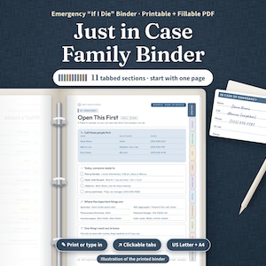 If I Die Binder Printable Fillable PDF, ADHD Emergency Planner, Important Documents Organizer