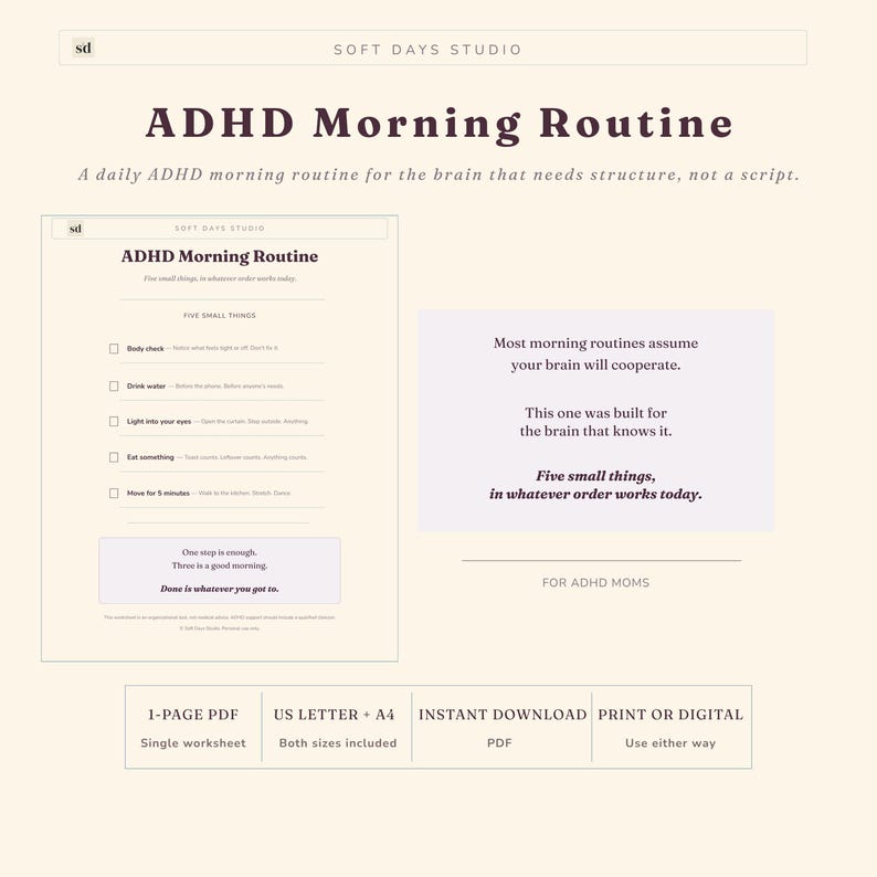 ADHD Morning Routine Printable | ADHD Morning Checklist for ...