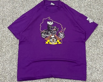 Vintage 1994 Harley Davidson HOG Wisconsin State Rally T-Shirt Purple Mens 2XL