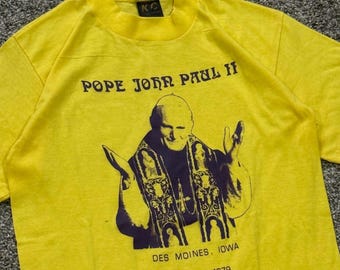 Vintage 1979 Pope John Paul II Des Moines Iowa T-Shirt KC Sportswear Mens Small
