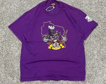 Vintage 1994 Harley Davidson Wisconsin State Rally T-Shirt Mens XL Purple HOG