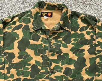 Vintage 60s 70s Bullseye Bill Frog Skin Duck Camo Hunting Jacket Canvas Mens XL