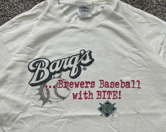 Vintage 90s Milwaukee Brewers Barqs Root Beer Baseball Graphic T-Shirt Mens XL