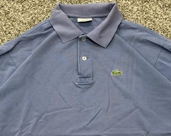 VTG 90s Lacoste Polo Shirt Pima Cotton Blue Size 7 Mens L/XL Classic Fit Preppy