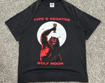Vintage 1996 Type O Negative Wolf Moon T-Shirt Blue Grape 90s Manson Mens M