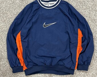 Vintage 90s Nike Windbreaker Pullover Blue Swoosh Logo Mens Large Golf Retro