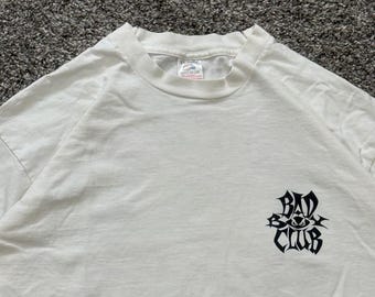 Vintage 90s Bad Boy Club T Shirt White XL Fruit of the Loom Single Stitch USA
