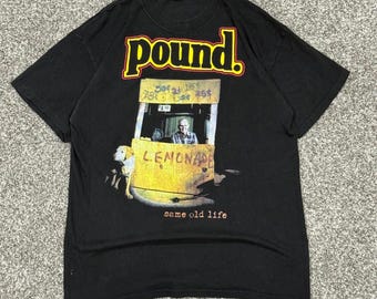 Vintage Pound Band Tee Same Old Life Graphic Tee Shirt Black Streetwear Mens L