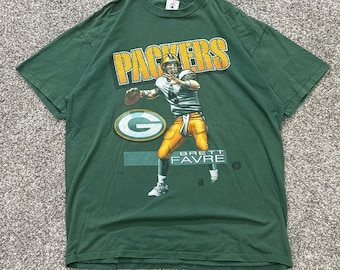 Vintage 90s Brett Favre Cartoon Art T-Shirt Packers Delta Single Stitch Mens XL