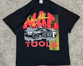 Vintage 90s American Eagle Davey Allison Mac Tools Racing T-Shirt Mens L