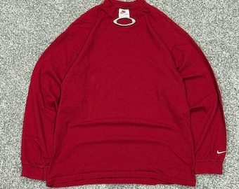 Vintage 90s Nike Made in USA Red Long Sleeve Mock Neck Shirt Mens Large