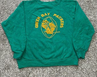 Vintage 60s Green Bay Packers Sweatshirt Raglan Gusset Mens M 21.5x22.5 1960s