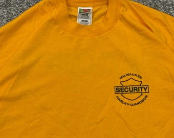 Vintage 90s Harley Davidson Security Milwaukee Shirt Mens XL Fruit of the Loom