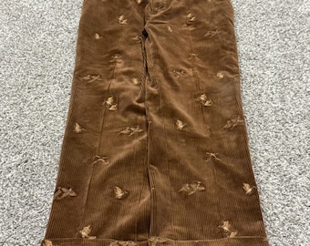 Vintage Polo Ralph Lauren Corduroy Pants Brown Pheasant Ducks 34x28 Cuffed Hem