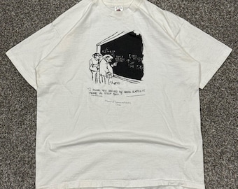 Vintage 80s Sidney Harris Art Tee Chicago Museum of Science T-Shirt Mens XL USA