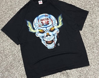 Vintage Stone Cold Steve Austin 3:16 WWF Wrestling Skull T-Shirt Mens XL AAA 90s