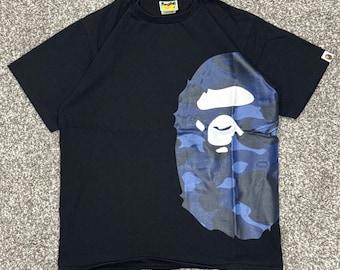 BAPE Big Ape Head T-Shirt Blue Camo A Bathing Ape Black Mens M Y2K Streetwear