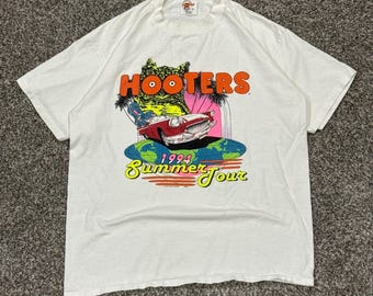Vintage 1994 Hooters Summer Tour T-Shirt Mens XL White Single Stitch Made in USA