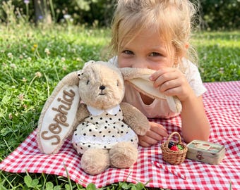 Personalisierte Kaninchen Plüsch, Name Kaninchen Kuscheltier, Kleinkind Geschenk, erster Geburtstag Andenken