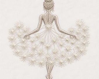 Ballerina Embroidery Design, Elegant Floral Lace Dancer (Digital File)