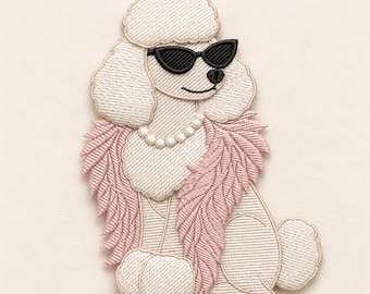 Chic Poodle Embroidery Design, Glam Dog Lover Gift (Digital Download)